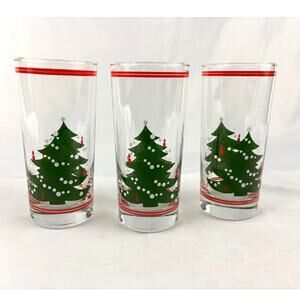 VTG Waechtersbach Holiday Christmas Tree Highball Drinking Glasses Set Of 3